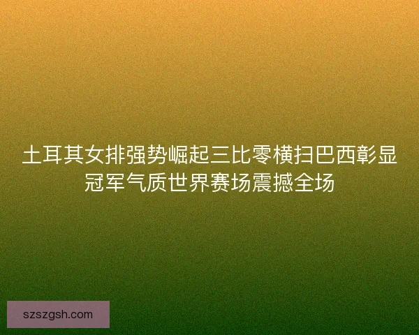 土耳其女排强势崛起三比零横扫巴西彰显冠军气质世界赛场震撼全场